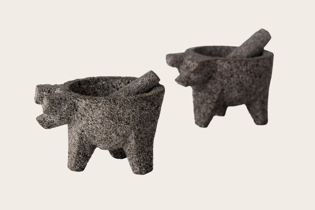 Mini Pig Molcajete - Authentic Mexican Stone Mortar & Pestle