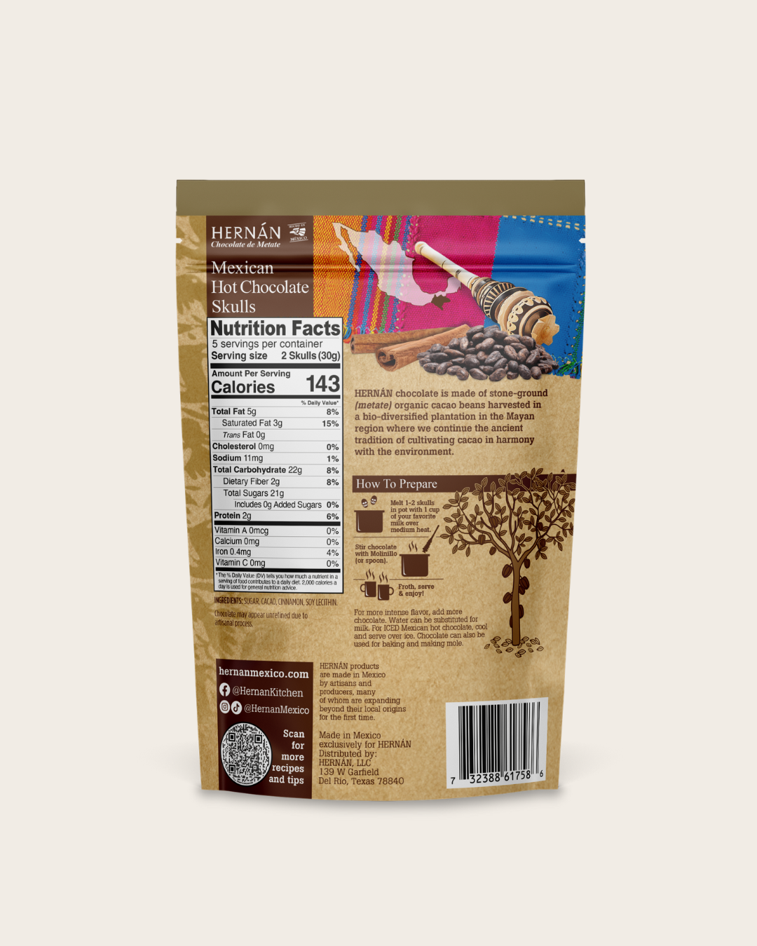 *NEW*MEXICAN HOT CHOCOLATE SKULLS Pouch