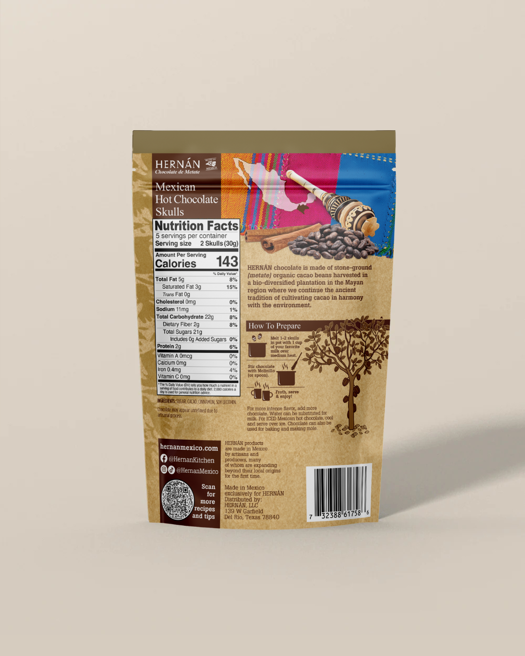 *NEW*MEXICAN HOT CHOCOLATE SKULLS Pouch