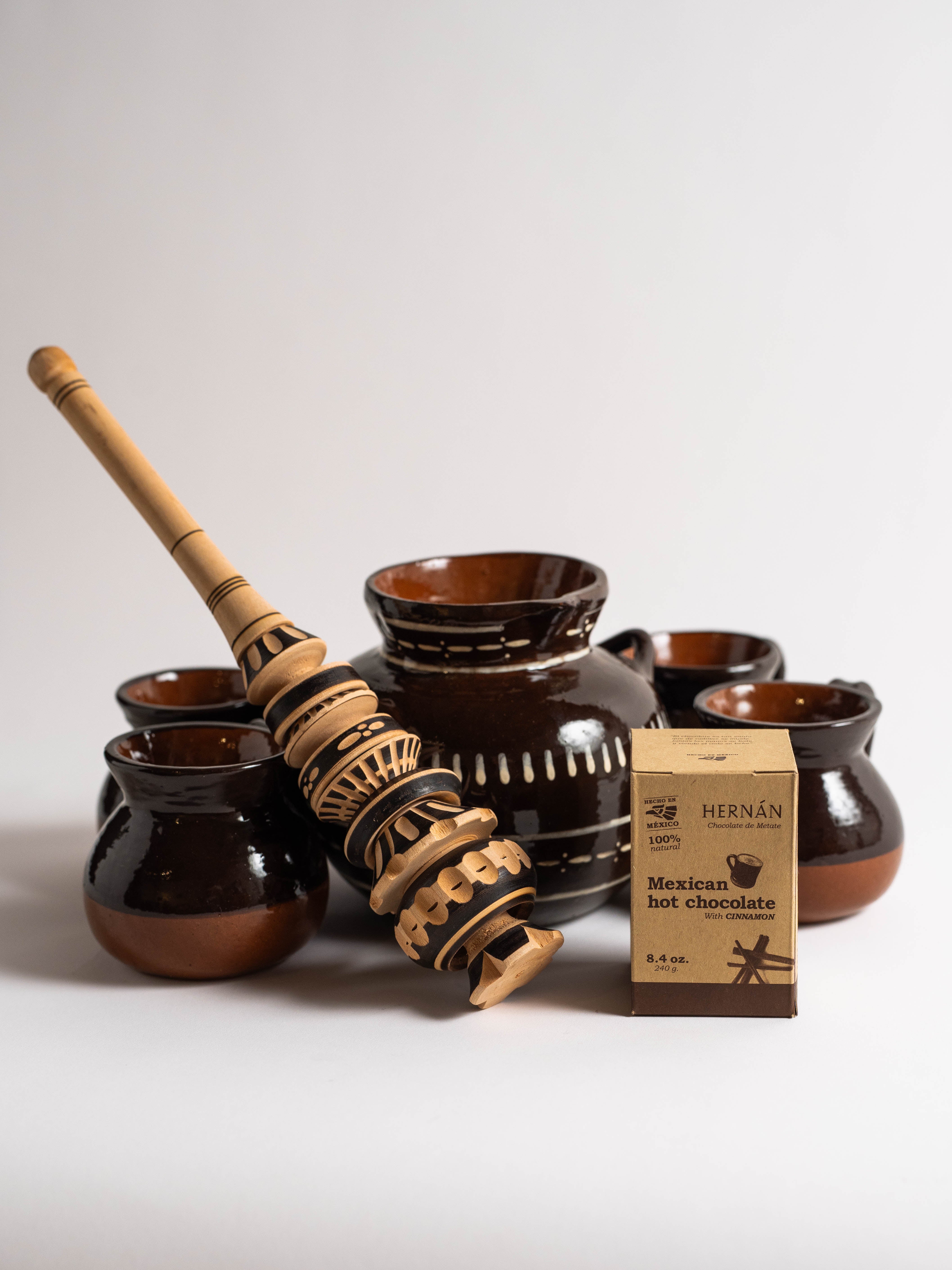 Olla de Barro With Red Clay Jarritos Hot Chocolate Set