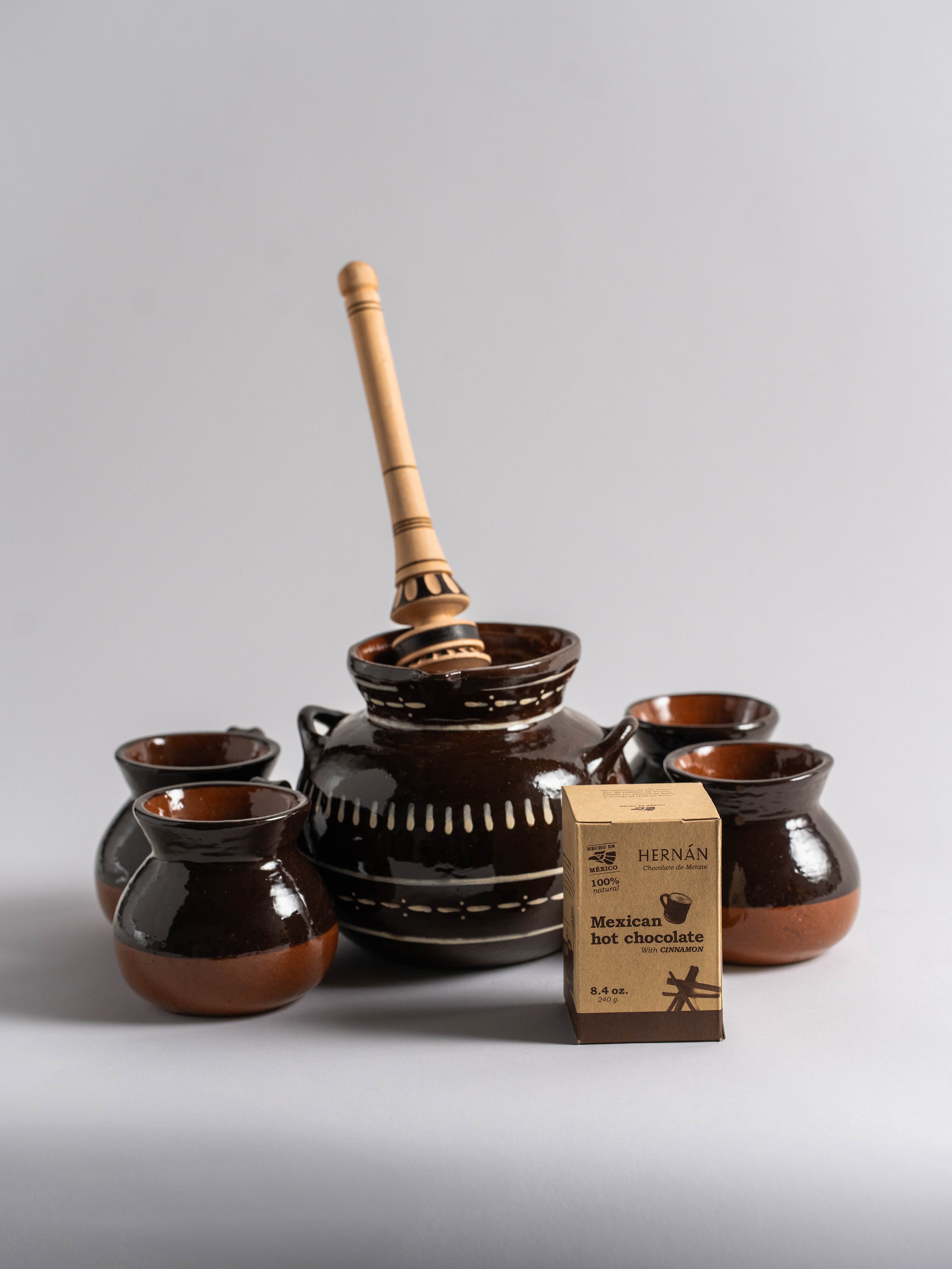 Olla de Barro With Red Clay Jarritos Hot Chocolate Set
