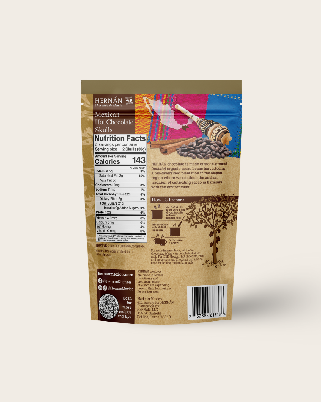 *NEW*MEXICAN HOT CHOCOLATE SKULLS Pouch