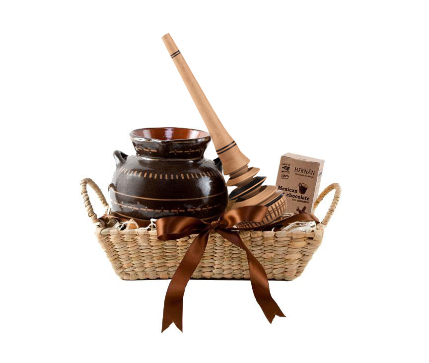 Mexican Hot Chocolate Gift Set with Molinillo Rustico